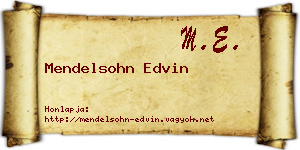 Mendelsohn Edvin névjegykártya